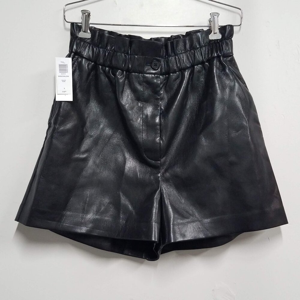 Wilfred Speechless Black Vegan Leather Shorts  Womens 8 Paper Bag Waist 82874